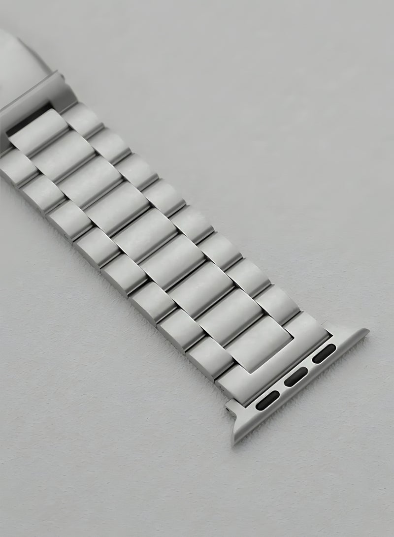 Premium Stainless Steel Band for Smart Watches 42–49mm with Double Button Butterfly Clasp – Secure & Elegant Design Metal Straps Compatible with Apple Watch Straps 42mm 44mm 45mm 46mm 49mm, Stainless Steel Business Band Compatible with iWatch Series 10 9 8 7 6 5 4 3 2 1 SE/ SE2 Ultra 2/ Ultra - Silver - Image 5